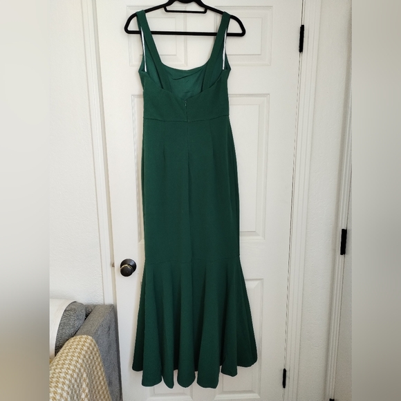 Lulu's Romantic Destiny Emerald Green Square Neck Trumpet Maxi Dress Size Medium - Picture 5 of 11